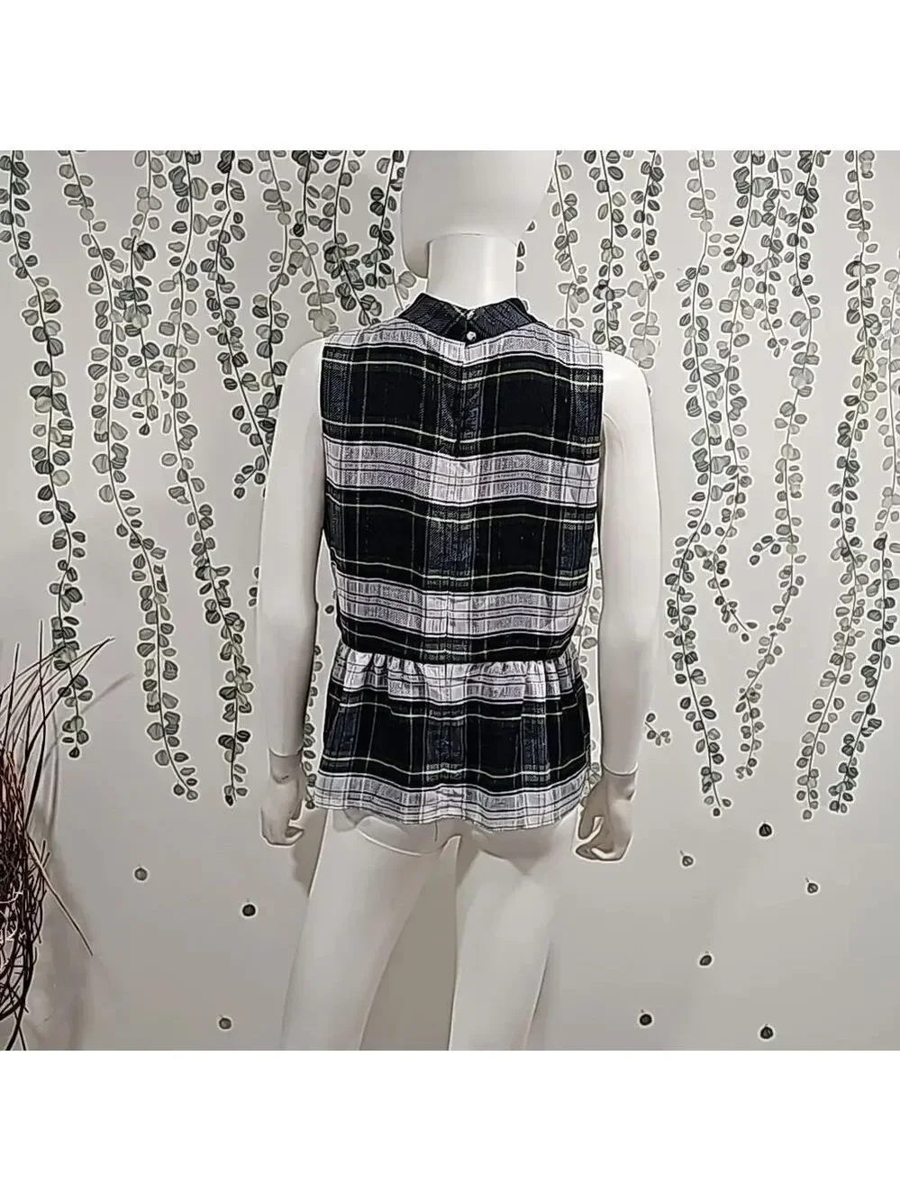 J Crew NEW Womens Size S Sleeveless Peplum Top Gilded Highland Tartan